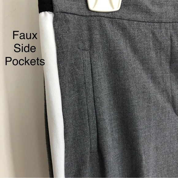 ZARA Gray pants. White stripe cropped Gray Ankle trousers, Size Large. Stretch - Picture 10 of 14